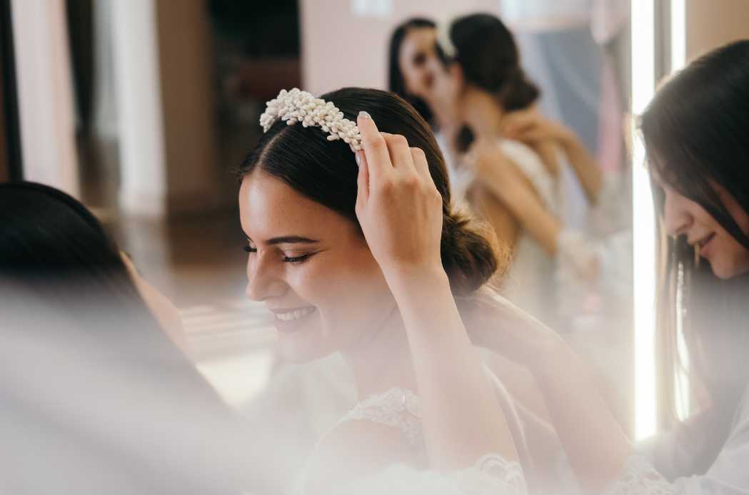 Bride getting ready for her wedding